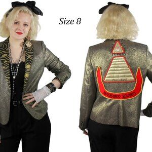 Desperately Seeking 80s Pyramid Style 8 Metallic Gold Susan Jacket NWT